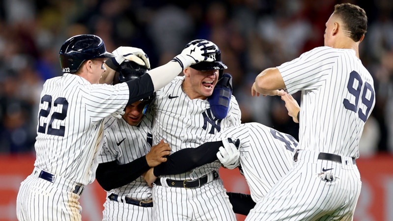 No Aaron Judge homer but Yankees clinch playoffs berth with walk-off win, Wong's three-homer game